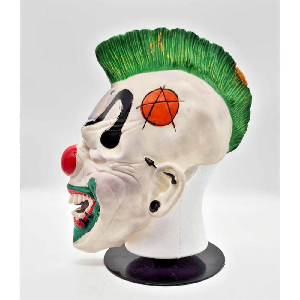 Rubies Scary Punk'd Evil Clown Mask Halloween Green Mohawk Anarchy Scary Latex - Picture 1 of 8